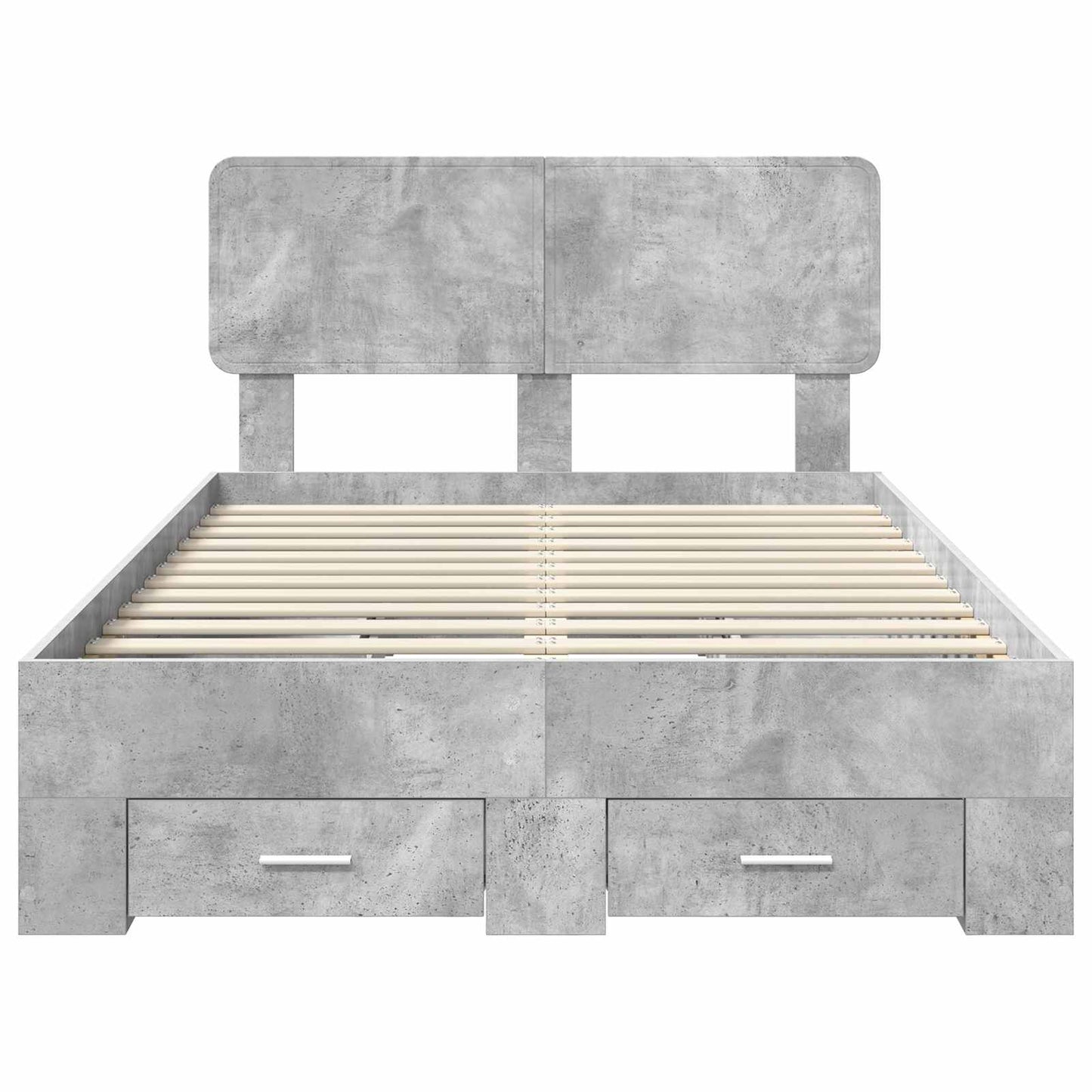 Bed Frame Concrete Grey 135 x 190 cm Engineered Wood