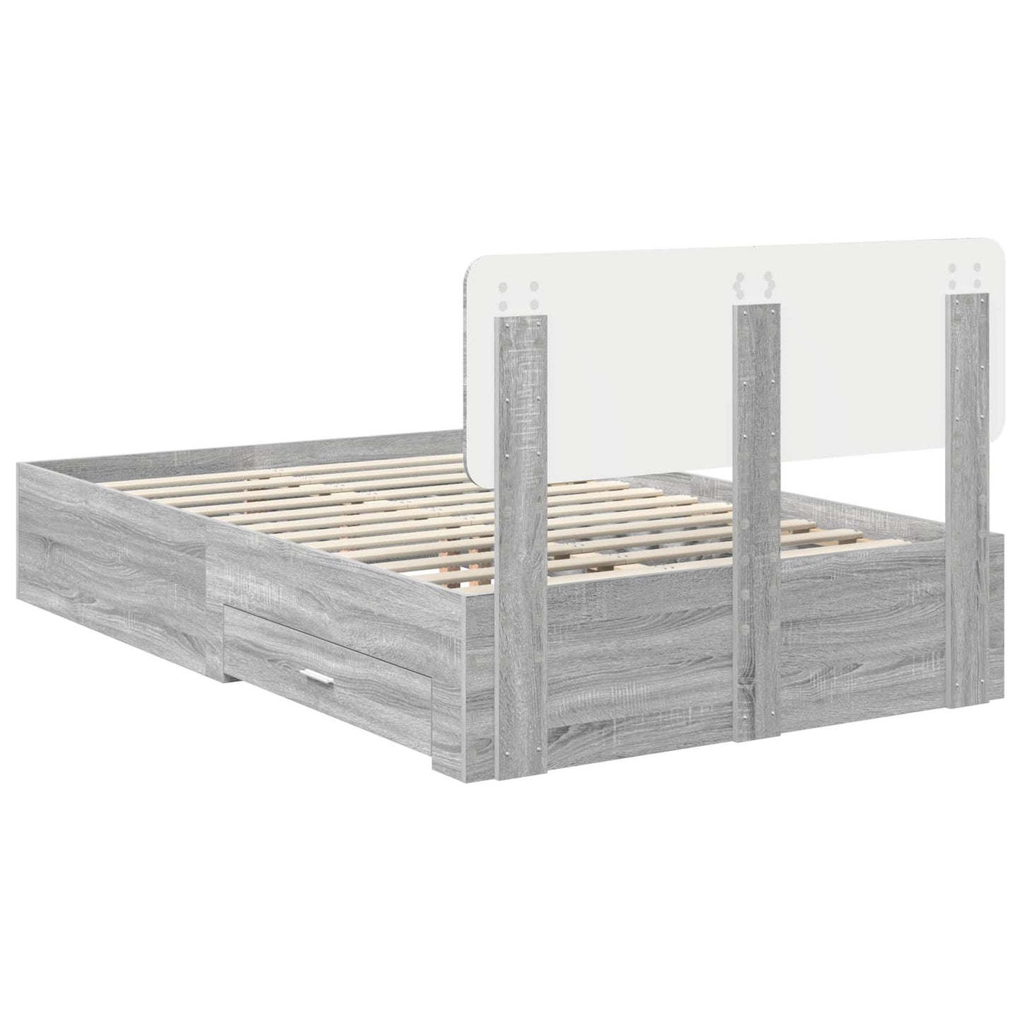 Bed Frame with Drawer Grey Sonoma 135 x 190 cm Engineered Wood
