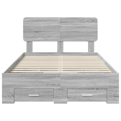 Bed Frame with Drawer Grey Sonoma 135 x 190 cm Engineered Wood