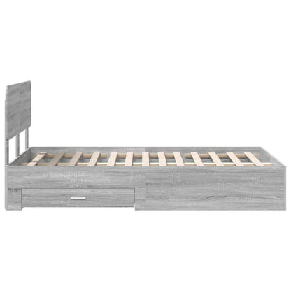 Bed Frame with Drawer Grey Sonoma 135 x 190 cm Engineered Wood