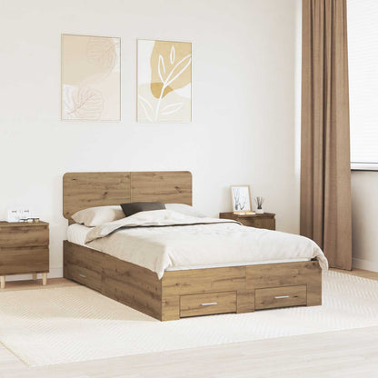 Bed Frame with Drawer Artisan Oak 135 x 190 cm Engineered Wood