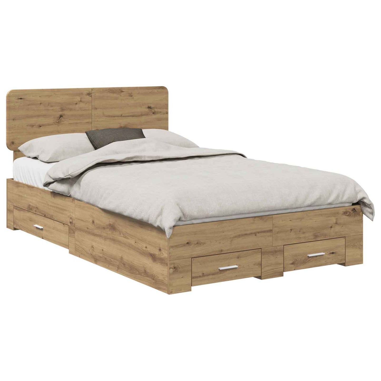 Bed Frame with Drawer Artisan Oak 135 x 190 cm Engineered Wood