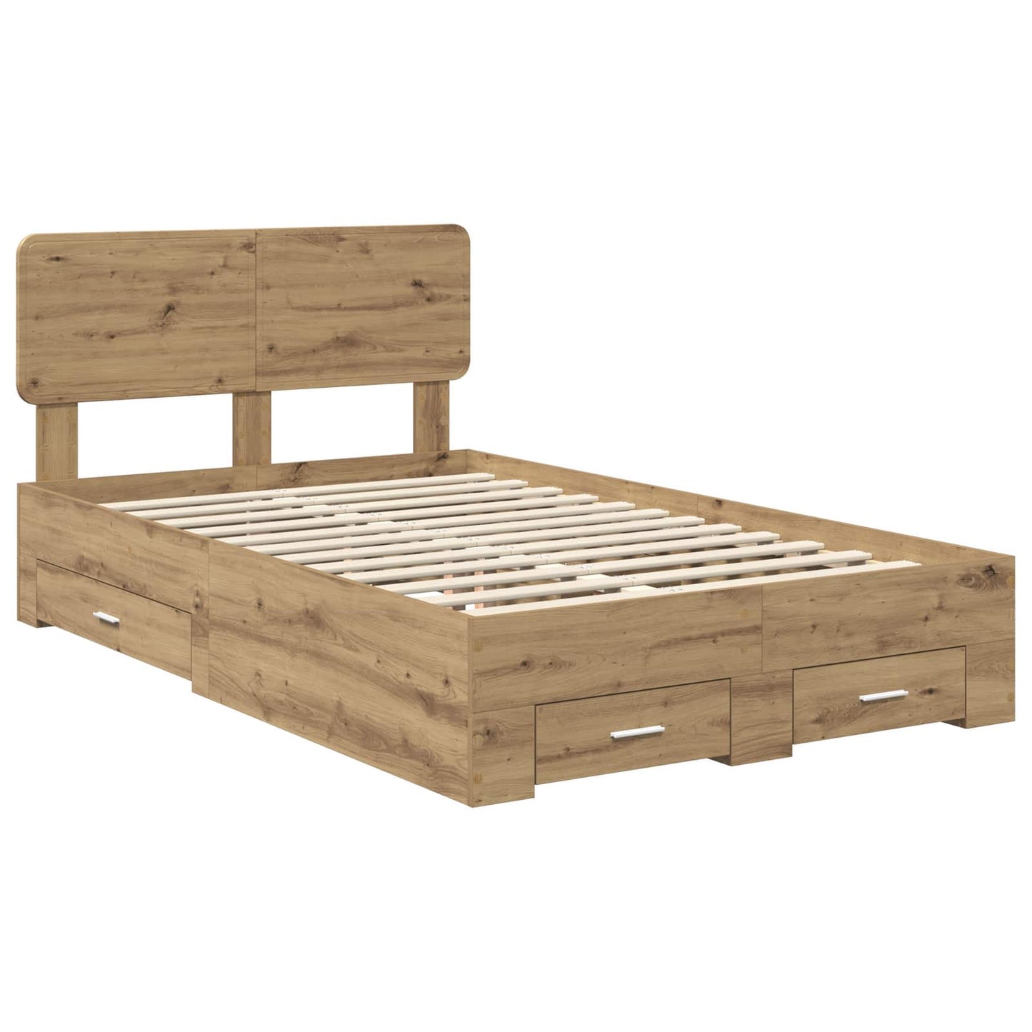 Bed Frame with Drawer Artisan Oak 135 x 190 cm Engineered Wood
