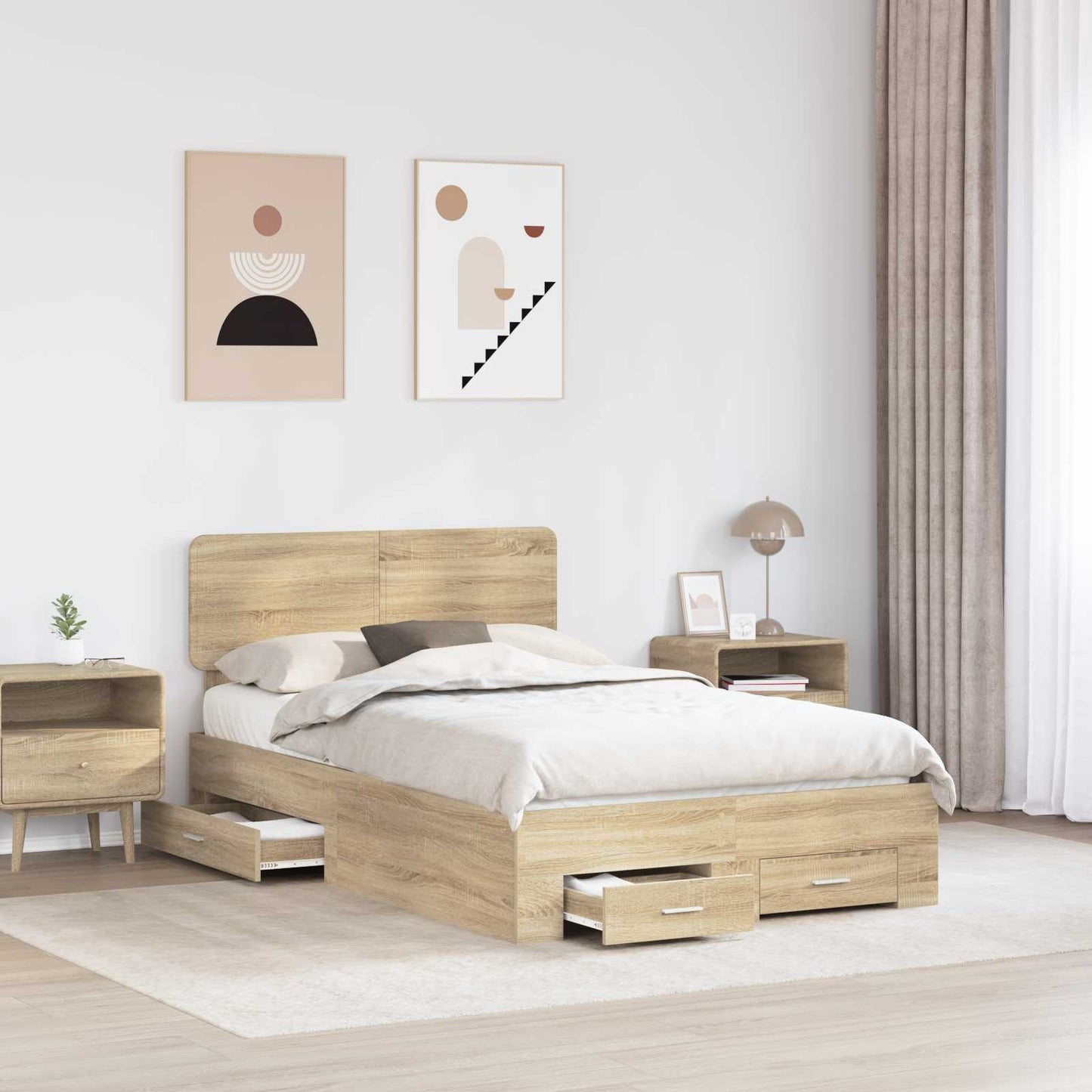 Bed Frame with Drawer Sonoma Oak 120 x 200 cm Engineered Wood