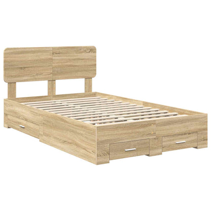 Bed Frame with Drawer Sonoma Oak 120 x 200 cm Engineered Wood