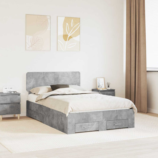 Bed Frame Concrete Grey 120 x 200 cm Engineered Wood