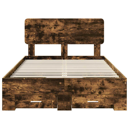 Bed Frame with Drawer Smoked Oak 120 x 200 cm Engineered Wood