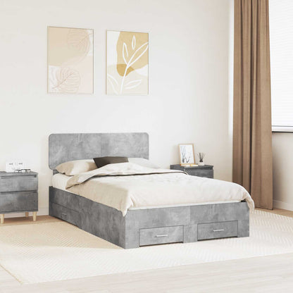 Bed Frame Concrete Grey 120 x 190 cm Engineered Wood