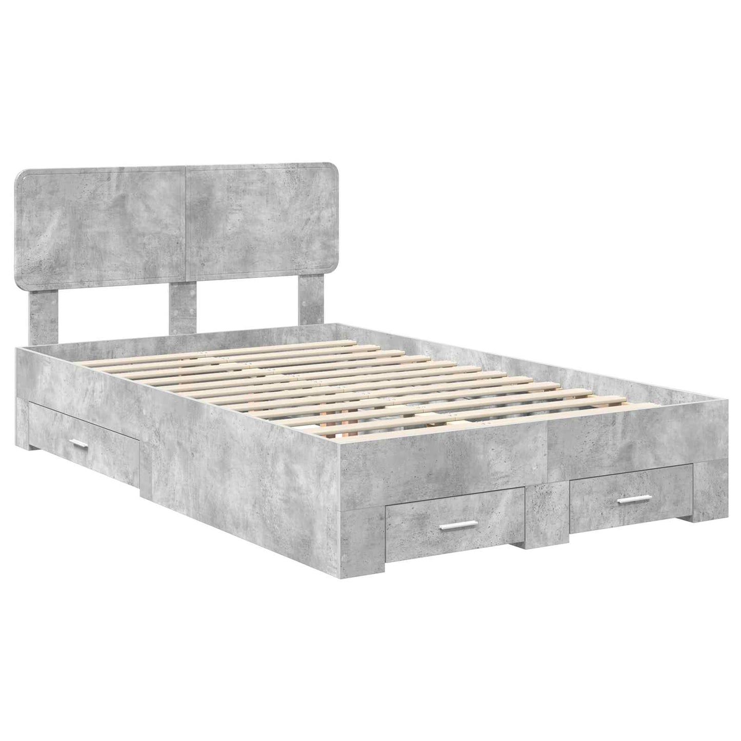 Bed Frame Concrete Grey 120 x 190 cm Engineered Wood