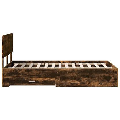 Bed Frame with Drawer Smoked Oak 120 x 190 cm Engineered Wood