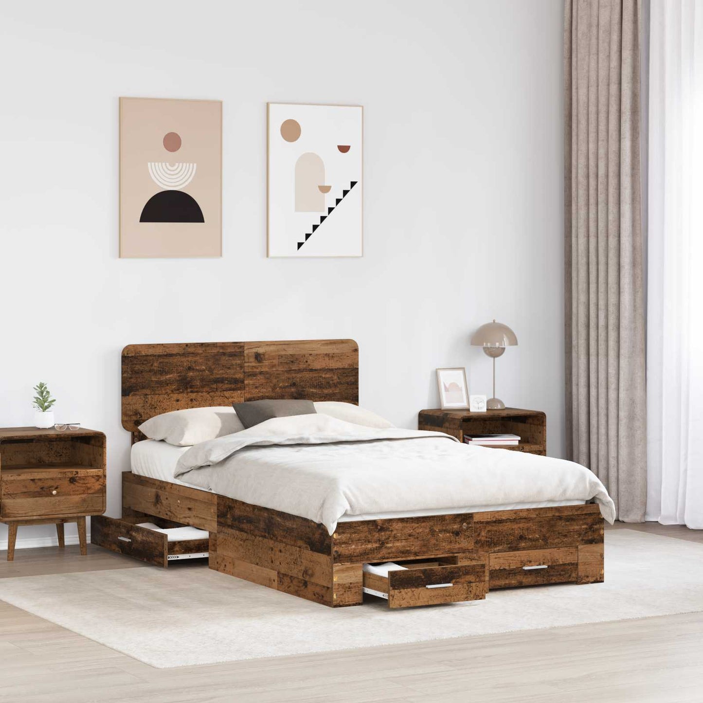 Bed Frame with Headboard Old Wood 120 x 190 cm Engineered Wood