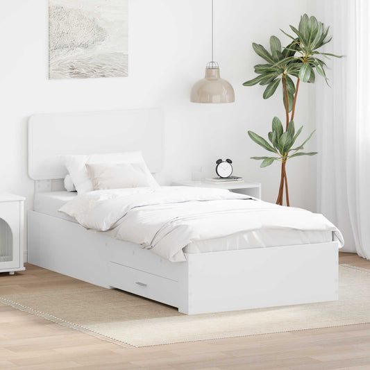 Bed Frame with Headboard White 100 x 200 cm Engineered Wood