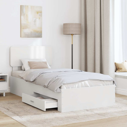 Bed Frame with Headboard White 100 x 200 cm Engineered Wood