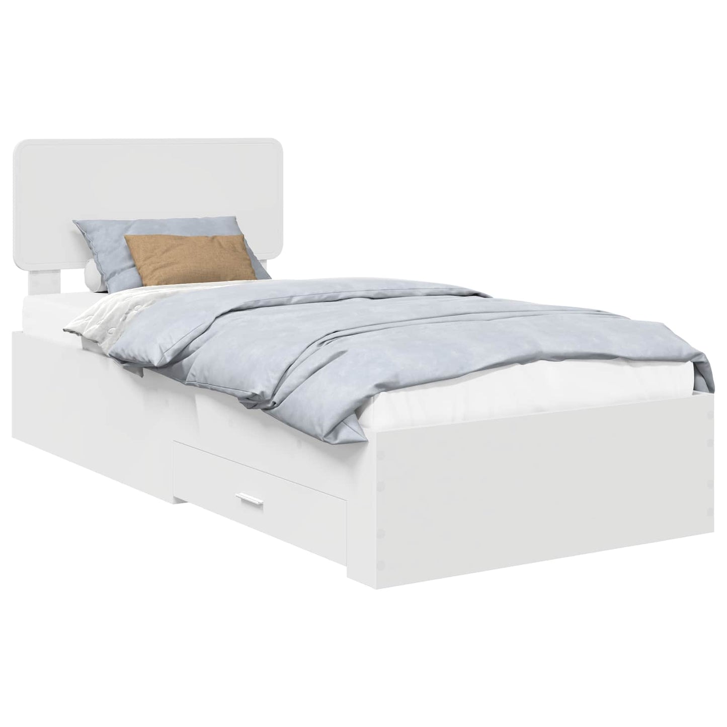 Bed Frame with Headboard White 100 x 200 cm Engineered Wood