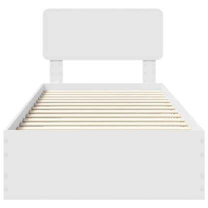 Bed Frame with Headboard White 100 x 200 cm Engineered Wood
