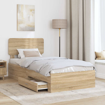 Bed Frame with Drawer Sonoma Oak 100 x 200 cm Engineered Wood