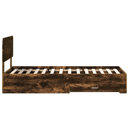 Bed Frame with Drawer Smoked Oak 100 x 200 cm Engineered Wood
