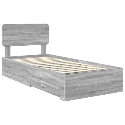 Bed Frame with Drawer Grey Sonoma 100 x 200 cm Engineered Wood