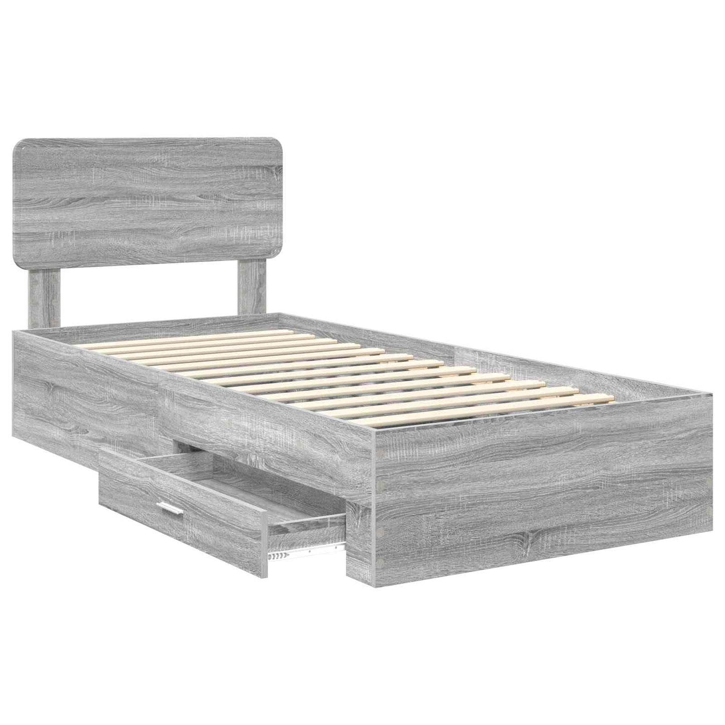 Bed Frame with Drawer Grey Sonoma 100 x 200 cm Engineered Wood