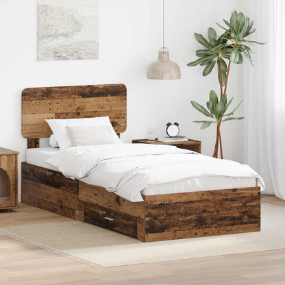 Bed Frame with Headboard Old Wood 100 x 200 cm Engineered Wood