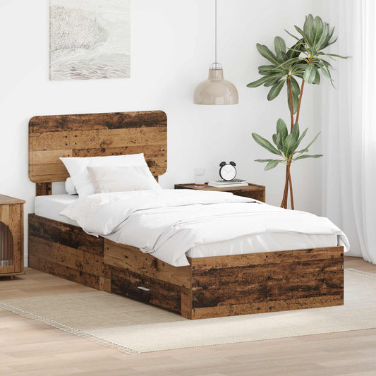 Bed Frame with Headboard Old Wood 100 x 200 cm Engineered Wood