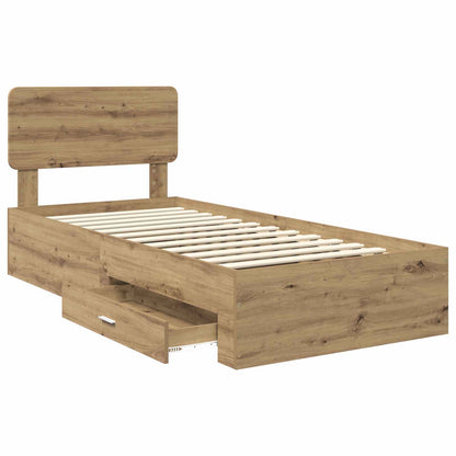 Bed Frame with Drawer Artisan Oak 100 x 200 cm Engineered Wood