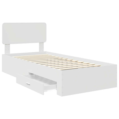 Bed Frame with Headboard White 90 x 200 cm Engineered Wood