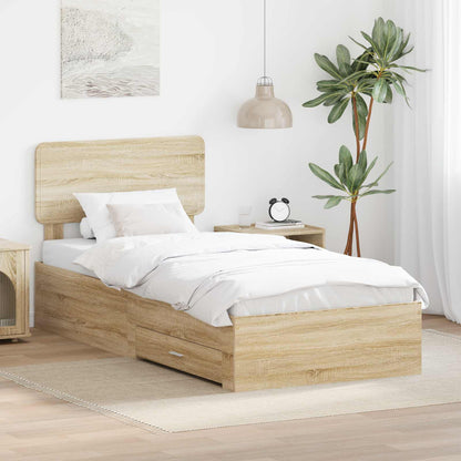 Bed Frame with Headboard Sonoma Oak 90 x 200 cm Engineered Wood