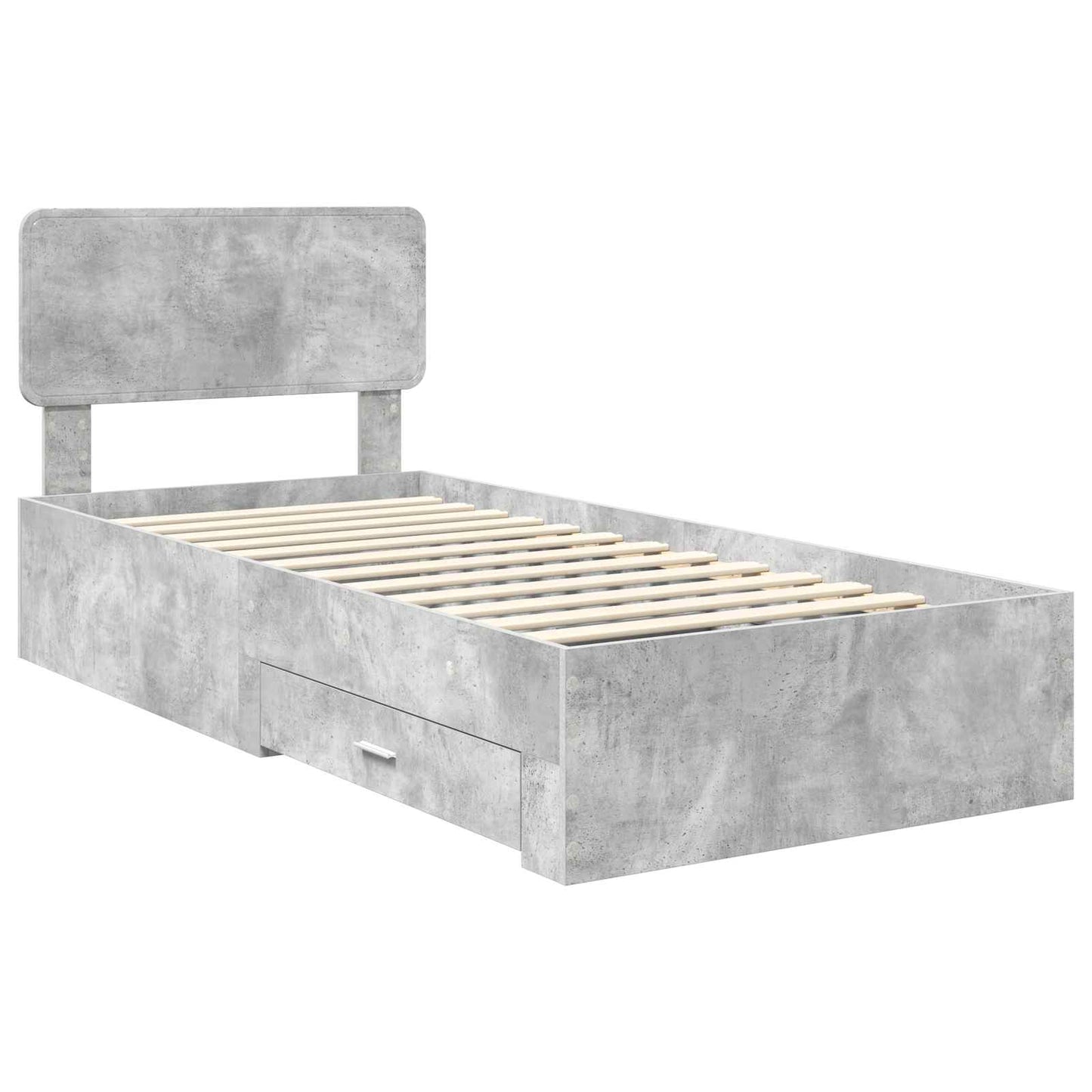 Bed Frame with Drawer Concrete Grey 90 x 200 cm Engineered Wood