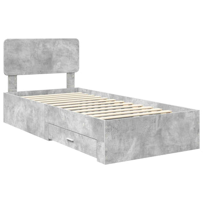 Bed Frame with Drawer Concrete Grey 90 x 200 cm Engineered Wood