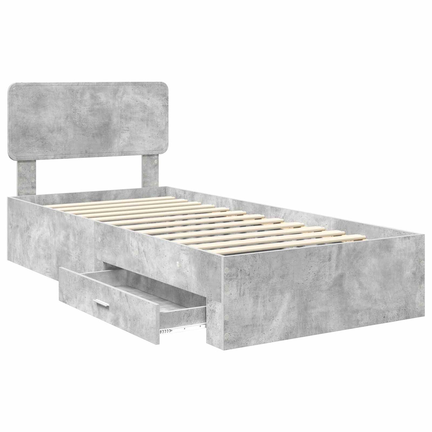 Bed Frame with Drawer Concrete Grey 90 x 200 cm Engineered Wood