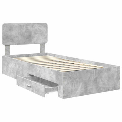 Bed Frame with Drawer Concrete Grey 90 x 200 cm Engineered Wood