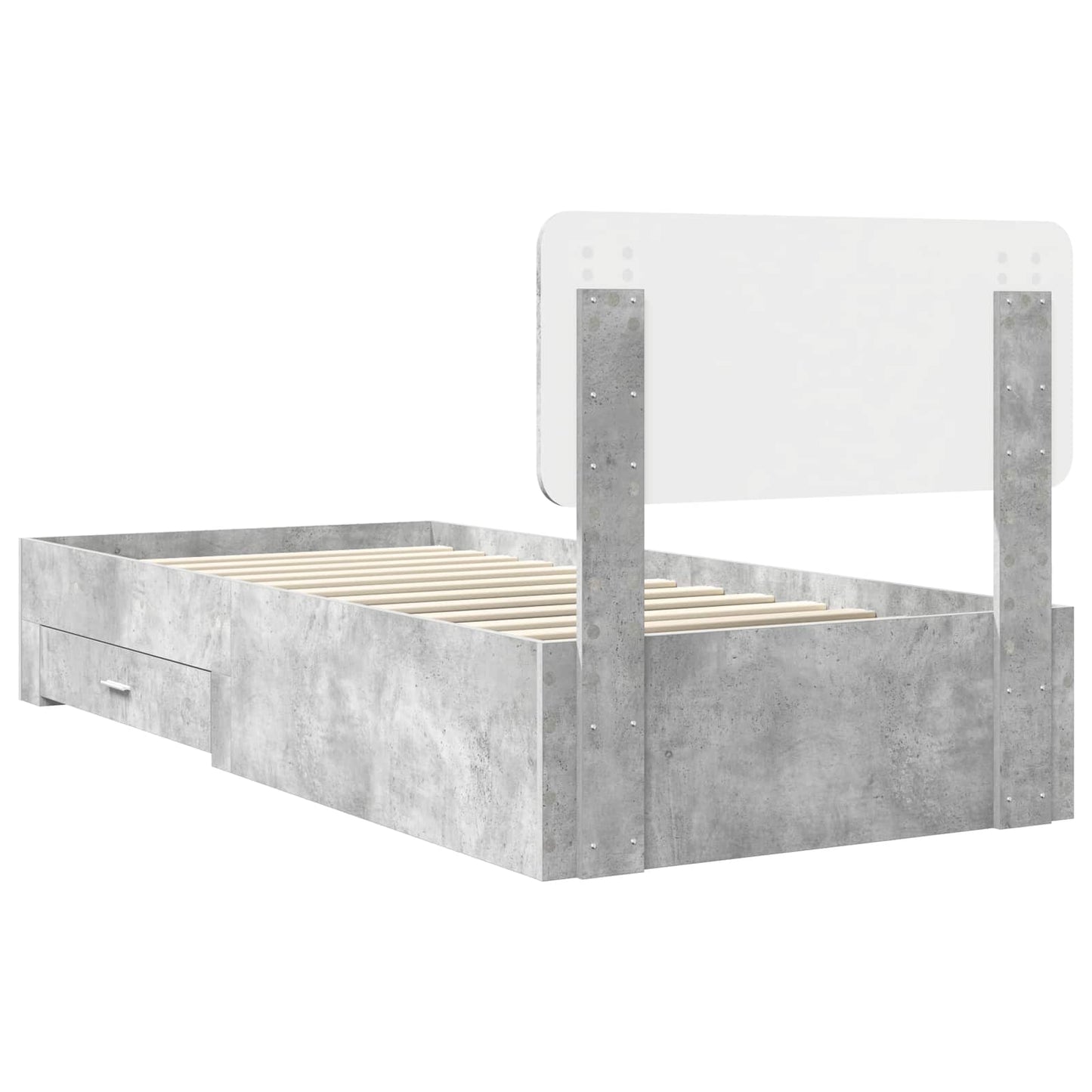 Bed Frame with Drawer Concrete Grey 90 x 200 cm Engineered Wood