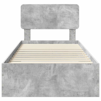 Bed Frame with Drawer Concrete Grey 90 x 200 cm Engineered Wood