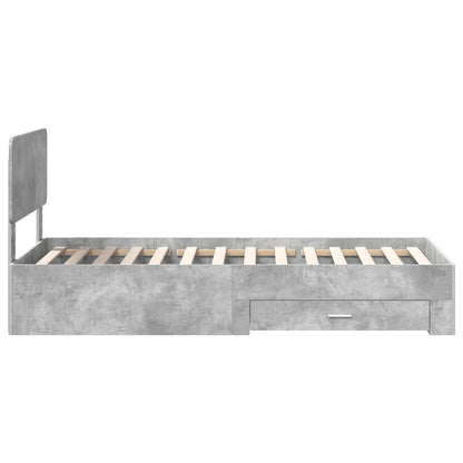 Bed Frame with Drawer Concrete Grey 90 x 200 cm Engineered Wood