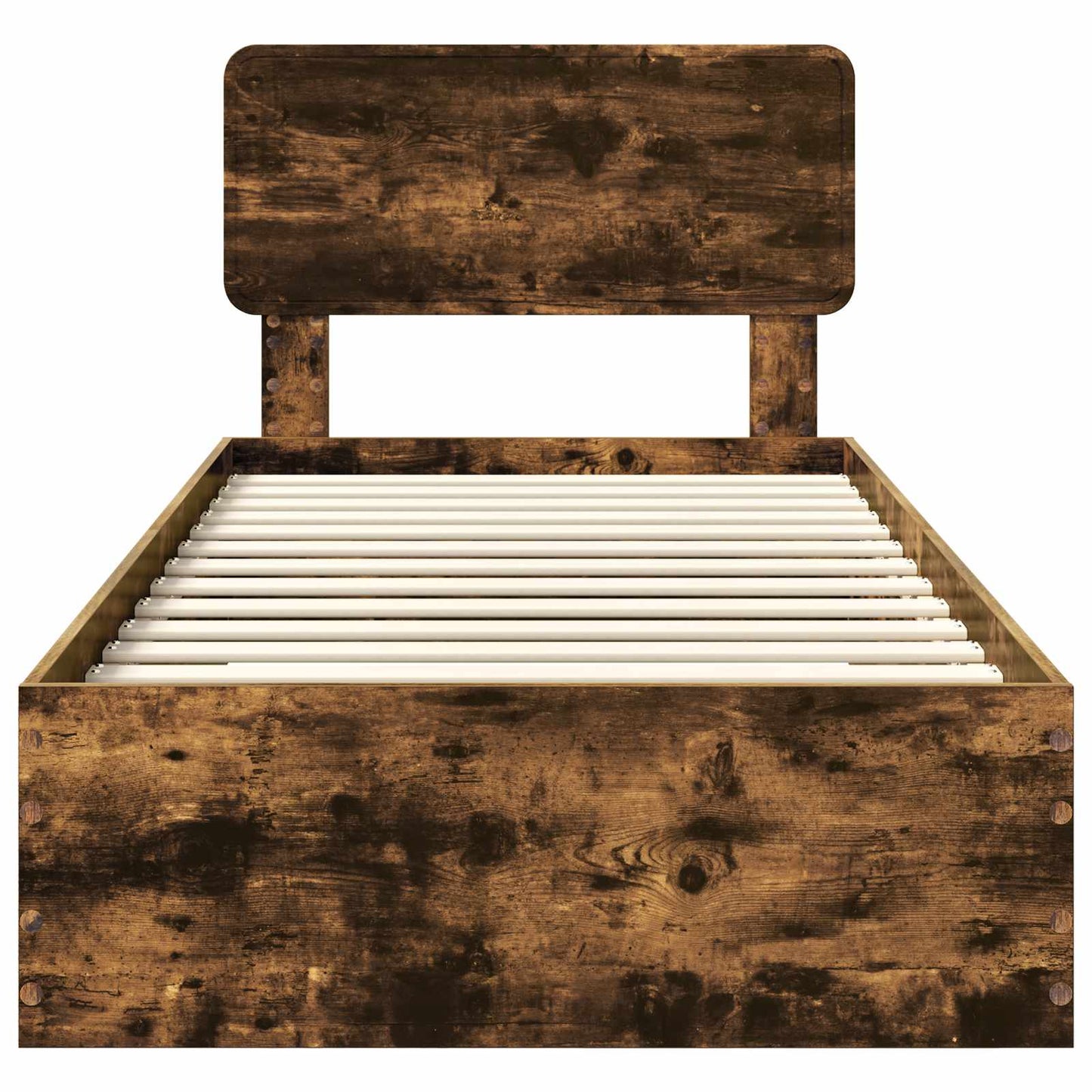 Bed Frame with Headboard Smoked Oak 90 x 200 cm Engineered Wood