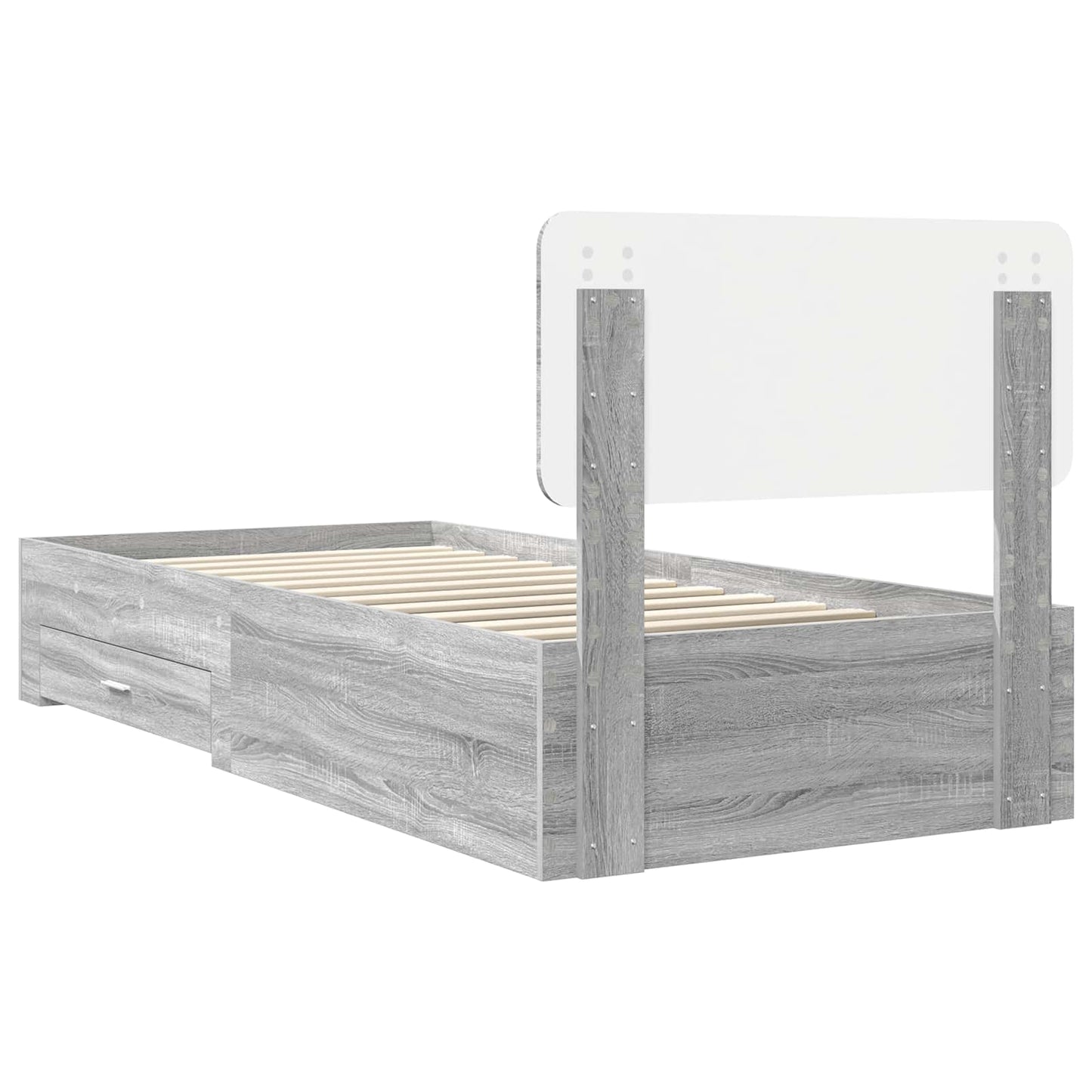 Bed Frame with Drawer Grey Sonoma 90 x 200 cm Engineered Wood