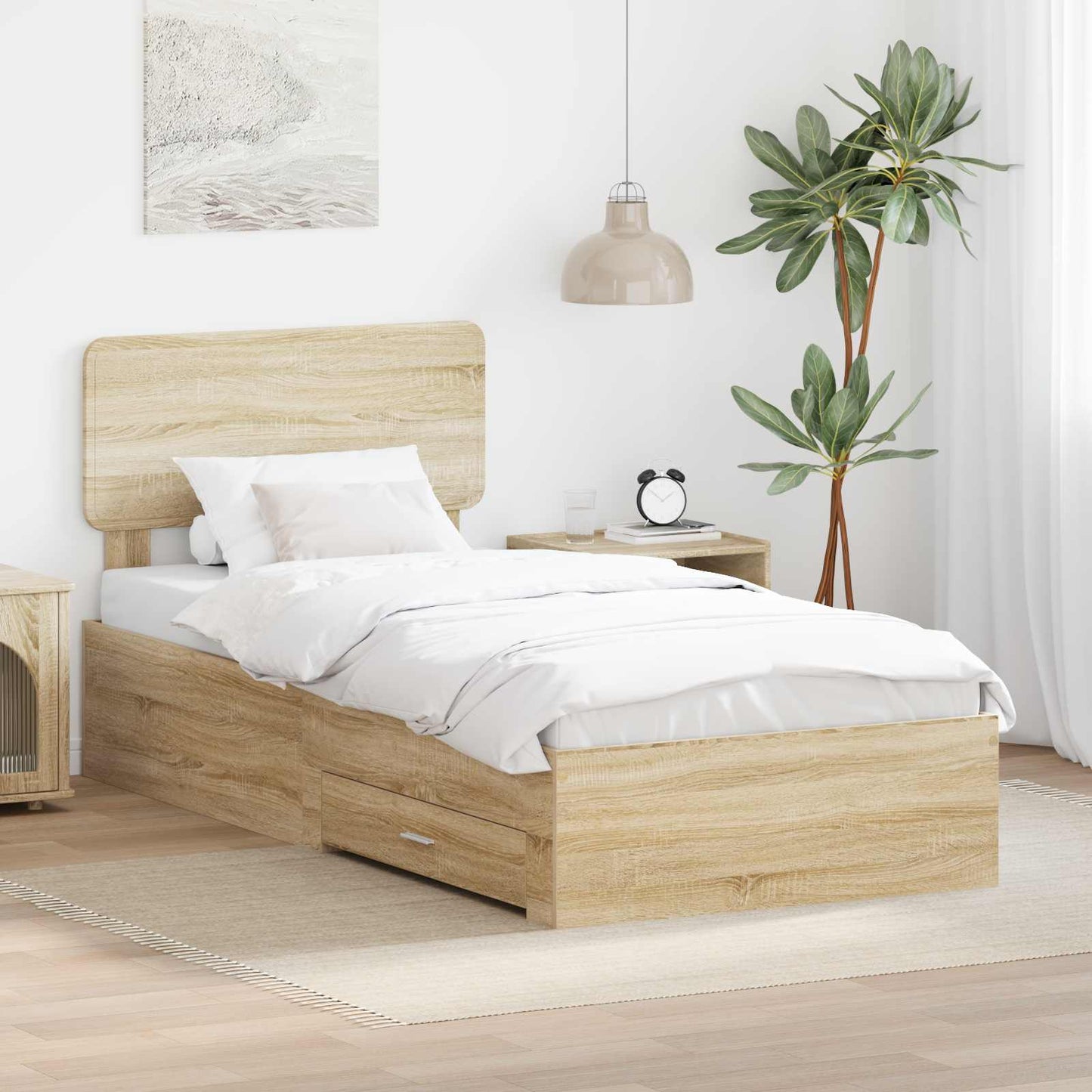 Bed Frame with Headboard Sonoma Oak 90 x 190 cm Engineered Wood