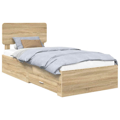 Bed Frame with Headboard Sonoma Oak 90 x 190 cm Engineered Wood