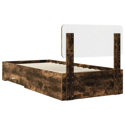 Bed Frame with Headboard Smoked Oak 90 x 190 cm Engineered Wood