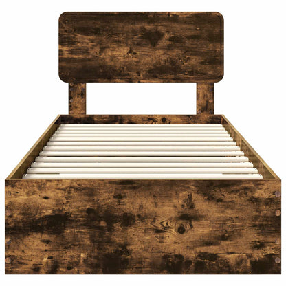 Bed Frame with Headboard Smoked Oak 90 x 190 cm Engineered Wood