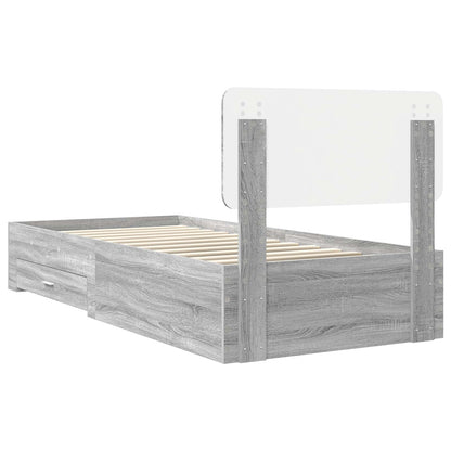 Bed Frame with Drawer Grey Sonoma 90 x 190 cm Engineered Wood