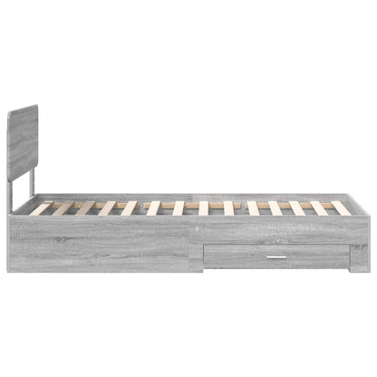 Bed Frame with Drawer Grey Sonoma 90 x 190 cm Engineered Wood
