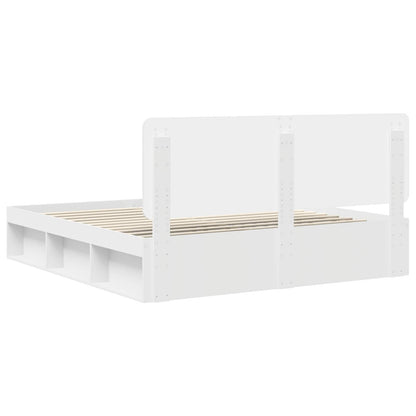 Bed Frame with Headboard White 200 x 200 cm Solid Pine Wood