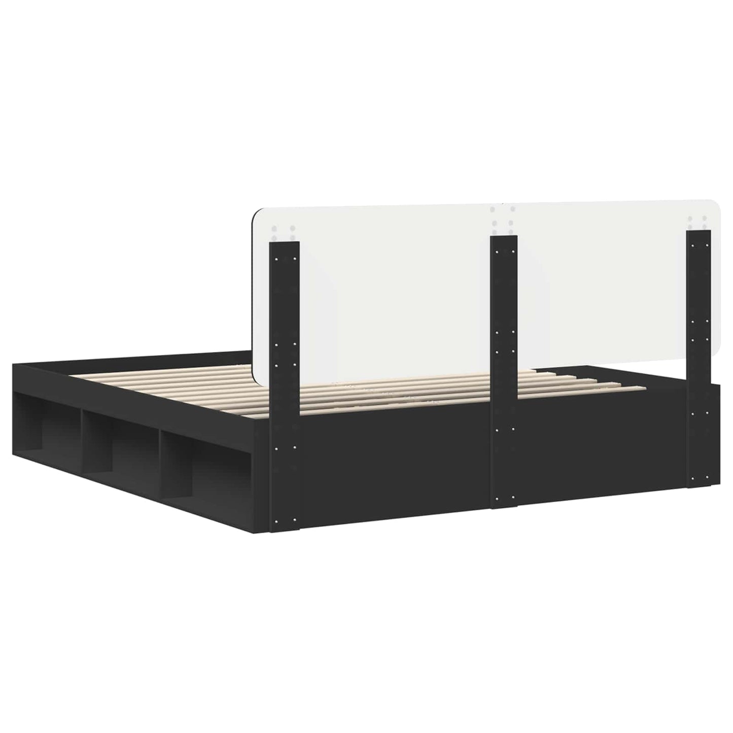 Bed Frame with Headboard Black 200 x 200 cm Solid Pine Wood