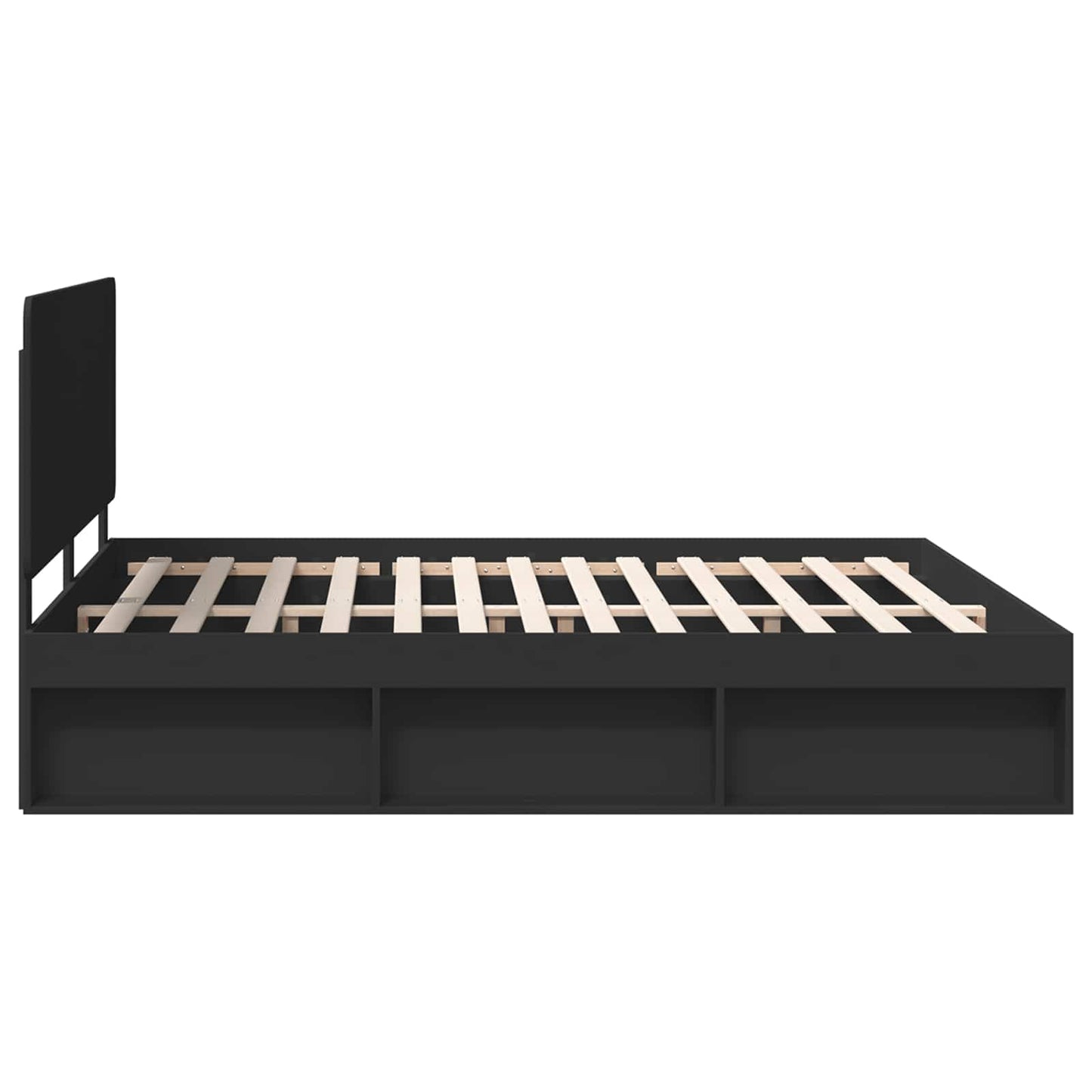 Bed Frame with Headboard Black 200 x 200 cm Solid Pine Wood