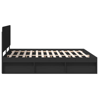 Bed Frame with Headboard Black 200 x 200 cm Solid Pine Wood
