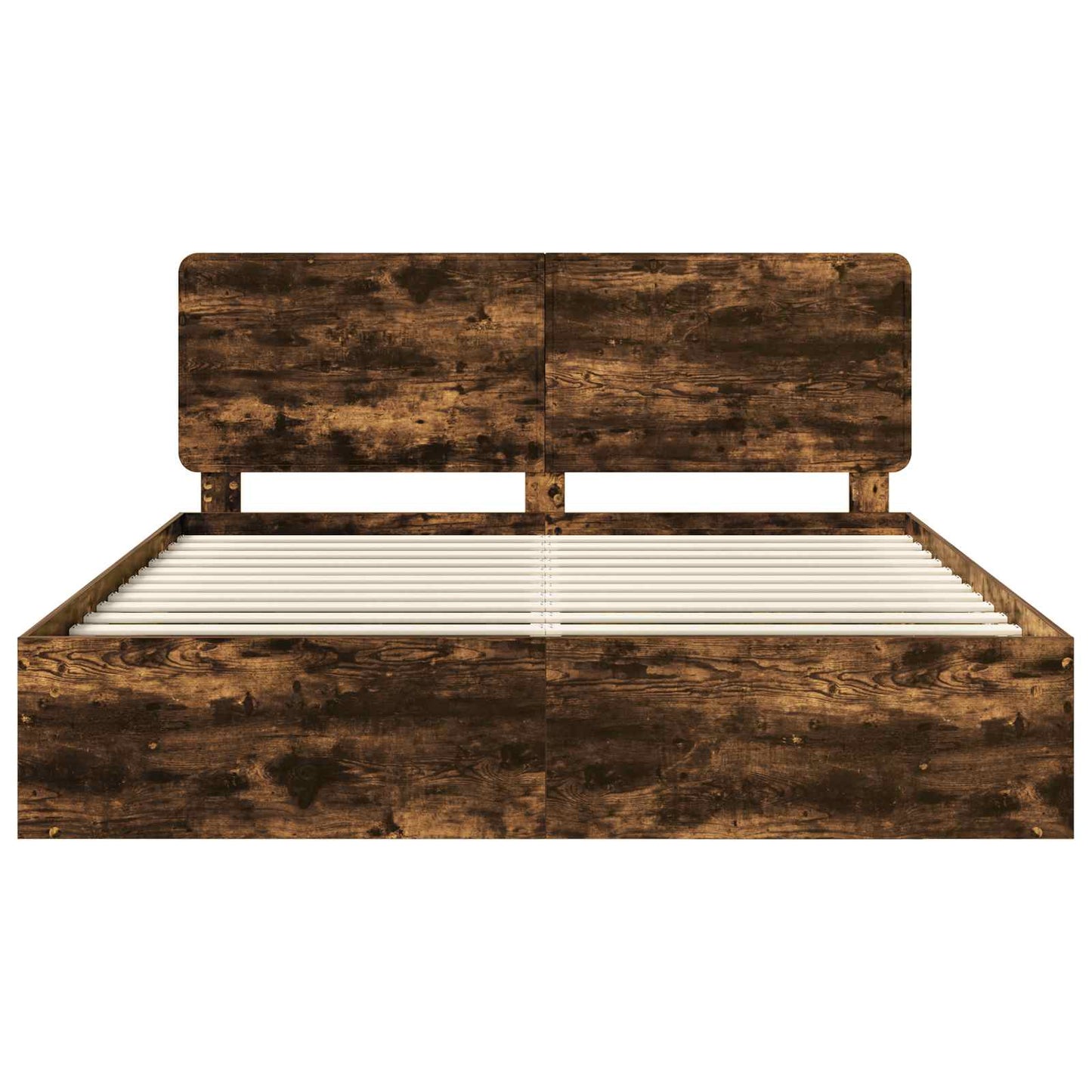 Bed Frame Smoked Oak 200 x 200 cm Solid Pine Wood