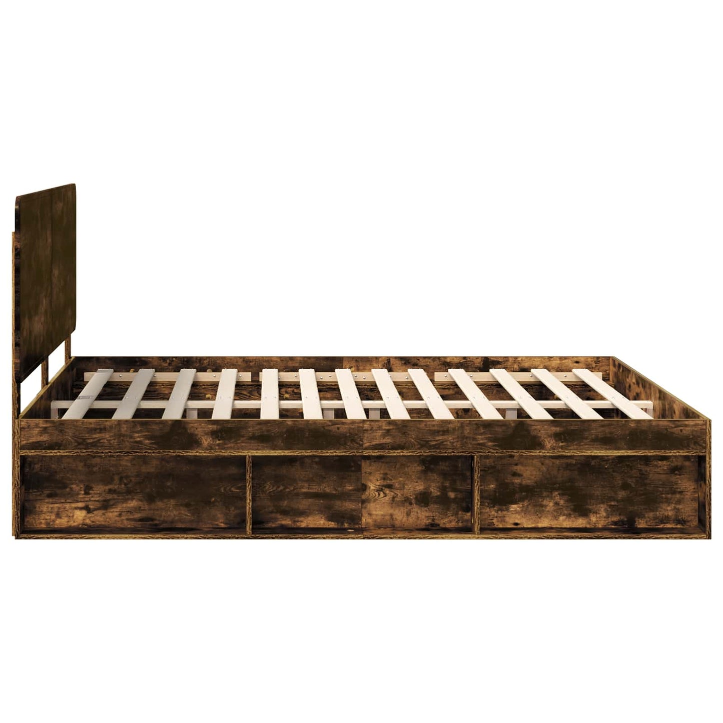 Bed Frame Smoked Oak 200 x 200 cm Solid Pine Wood
