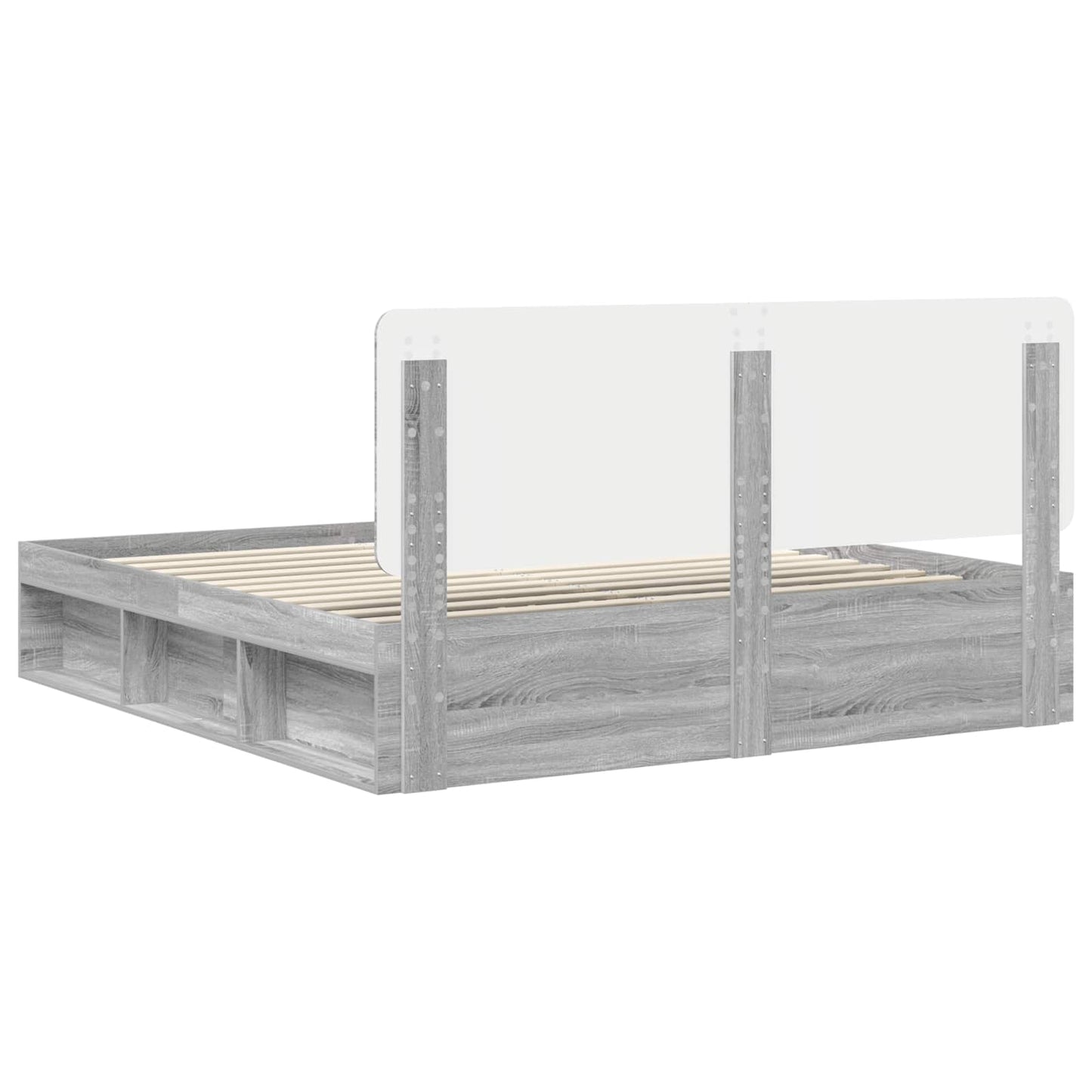 Bed Frame Grey Sonoma 200 x 200 cm Solid Pine Wood